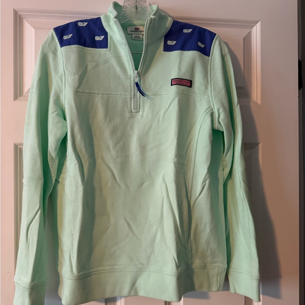 Vineyard Vines Light Green and Blue Pullover